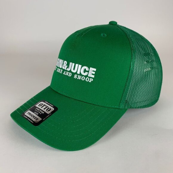 Gin & Juice by Dre and Snoop Green Otto Snapback Trucker Hat New - Picture 1 of 5